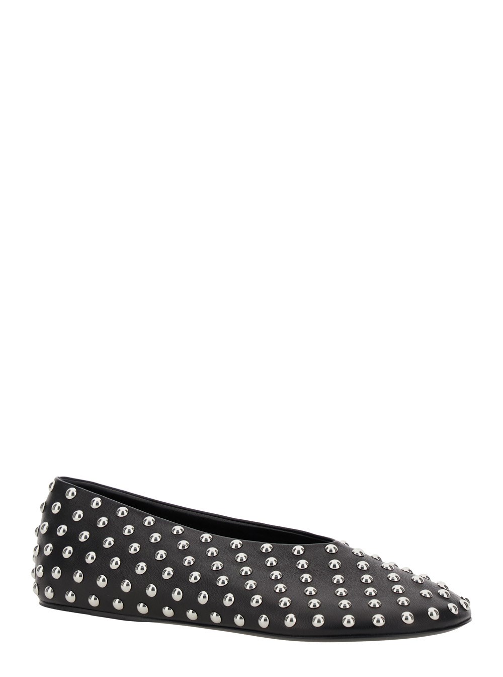 Jil Sander Ballerine con Borchie All-Over in Pelle Nere Donna, view 2