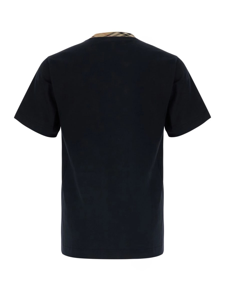 Burberry Tshirt 'RYAN' con colletto con motivo Check in cotone nera uomo, view 2