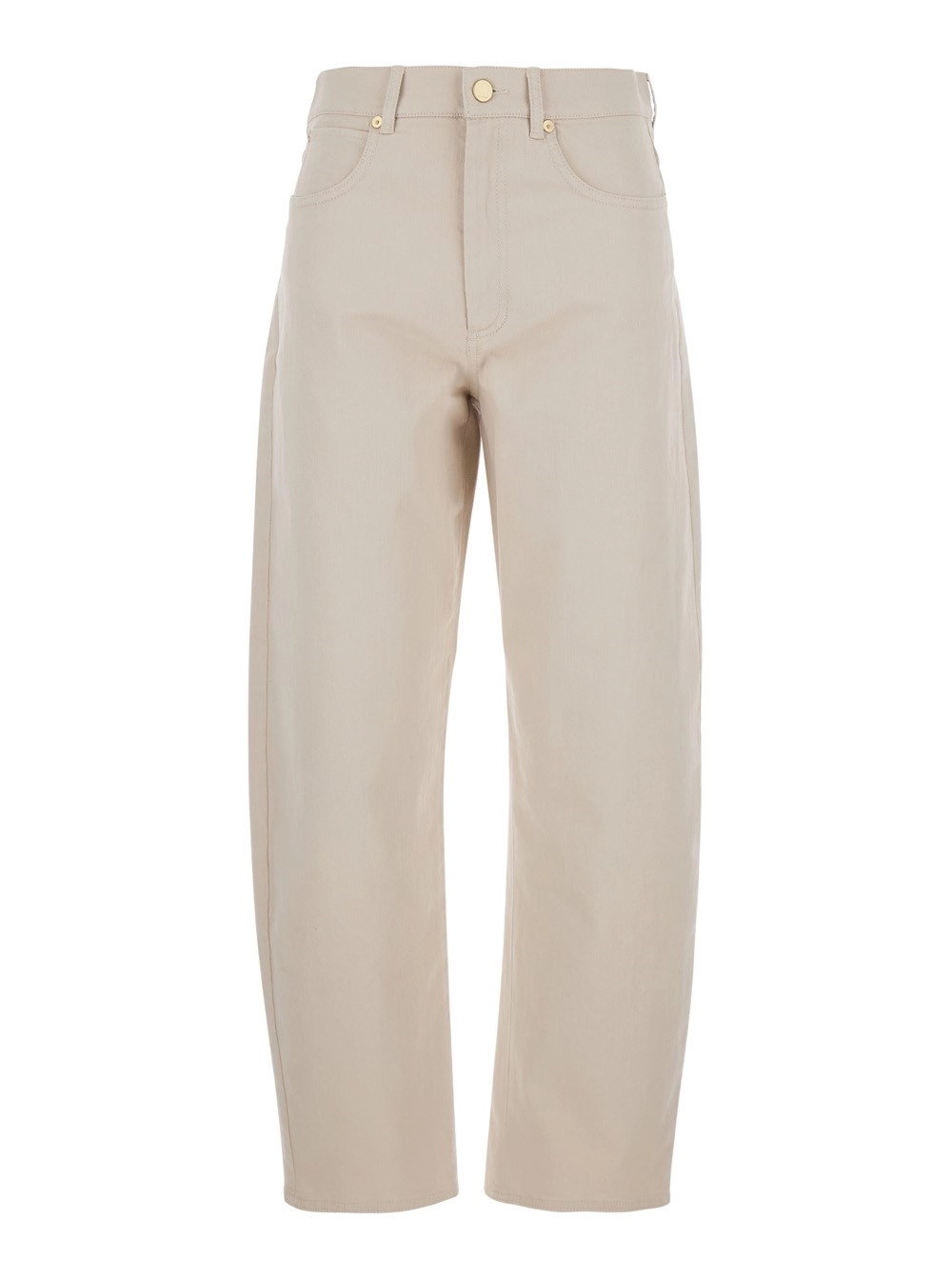 'S Max Mara Jeans 'Emily' con Passanti per Cintura e Chiusura con Bottone e Zip sul Fronte in Denim Beige Donna