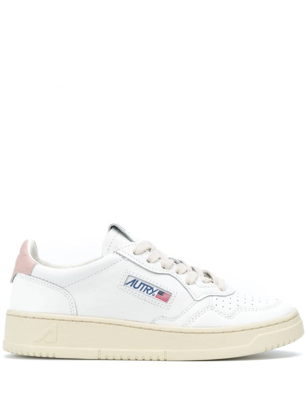 Autry Sneaker Basse 'Medalist' con Talloncino a Contrasto in Pelle Bianca Donna