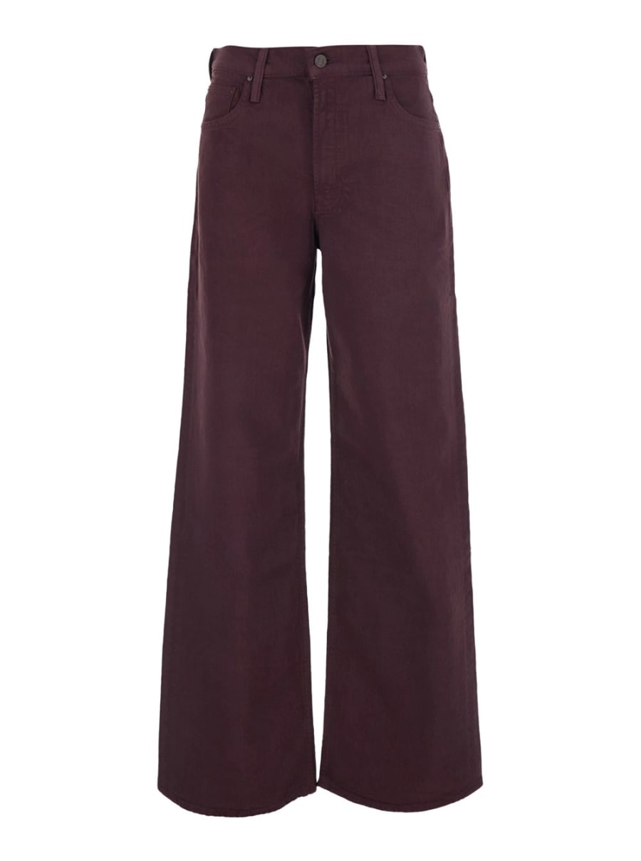 Mother Jeans 'The Rerun Zip Sneak' con Passanti per Cintura e Ricamo Logo sul Retro in Denim bordeaux Donna