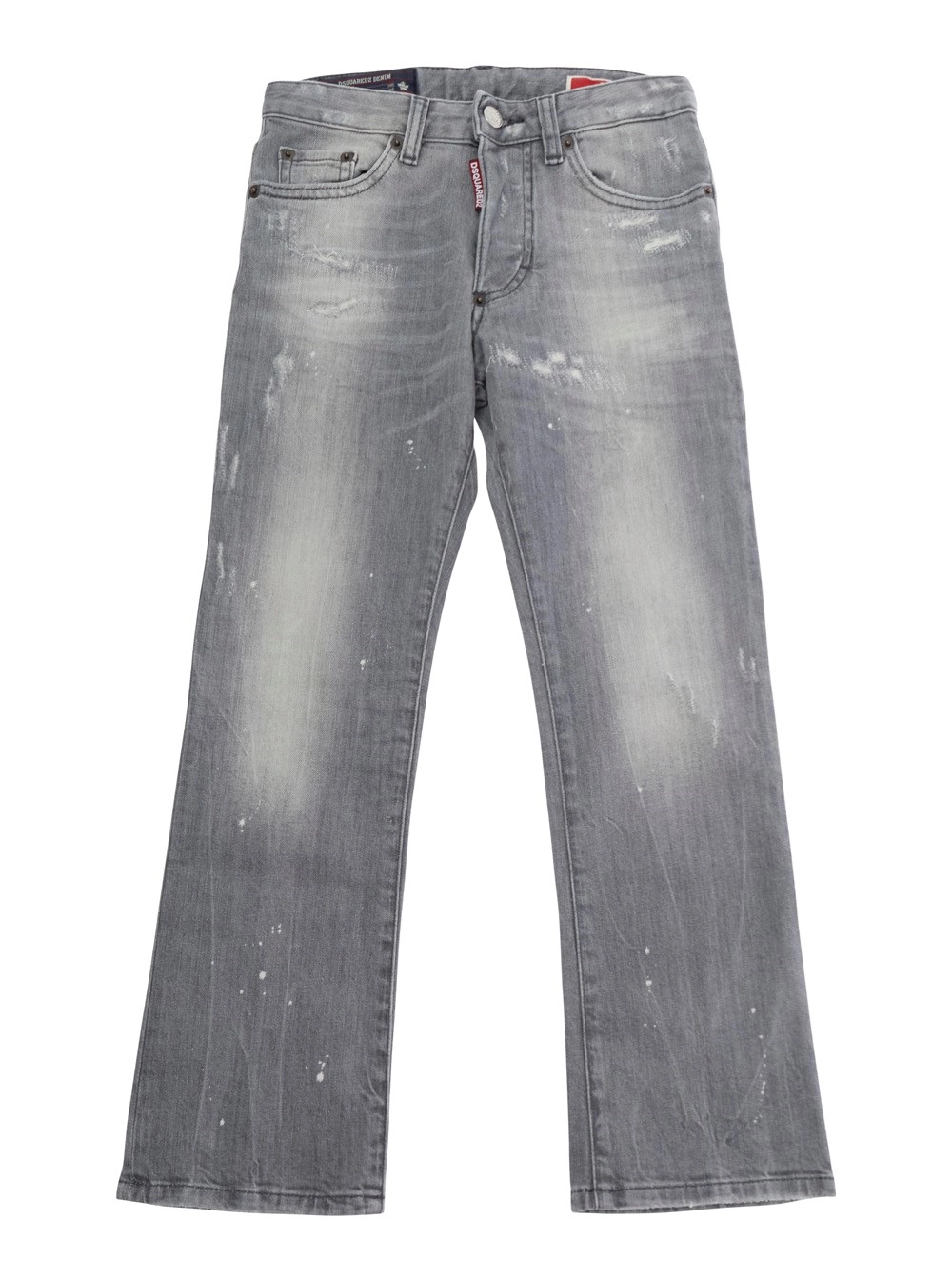 Dsquared2 kids Jeans 'American' con Design Sbiadito e Patch Logo sul Retro in Denim Grigi Bambino