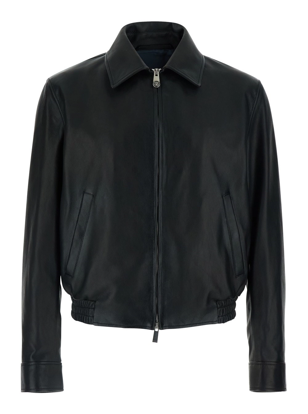 Versace BLUSON Nero - Giubbotto con Chiusura Frontale e Collo Alto - Pelle - Uomo