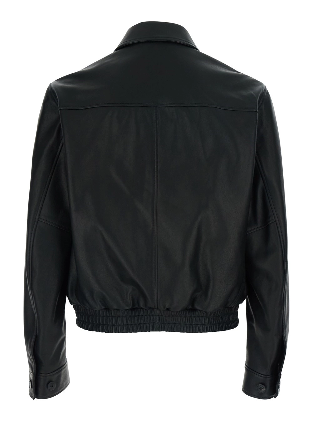 Versace BLUSON Nero - Giubbotto con Chiusura Frontale e Collo Alto - Pelle - Uomo, view 2