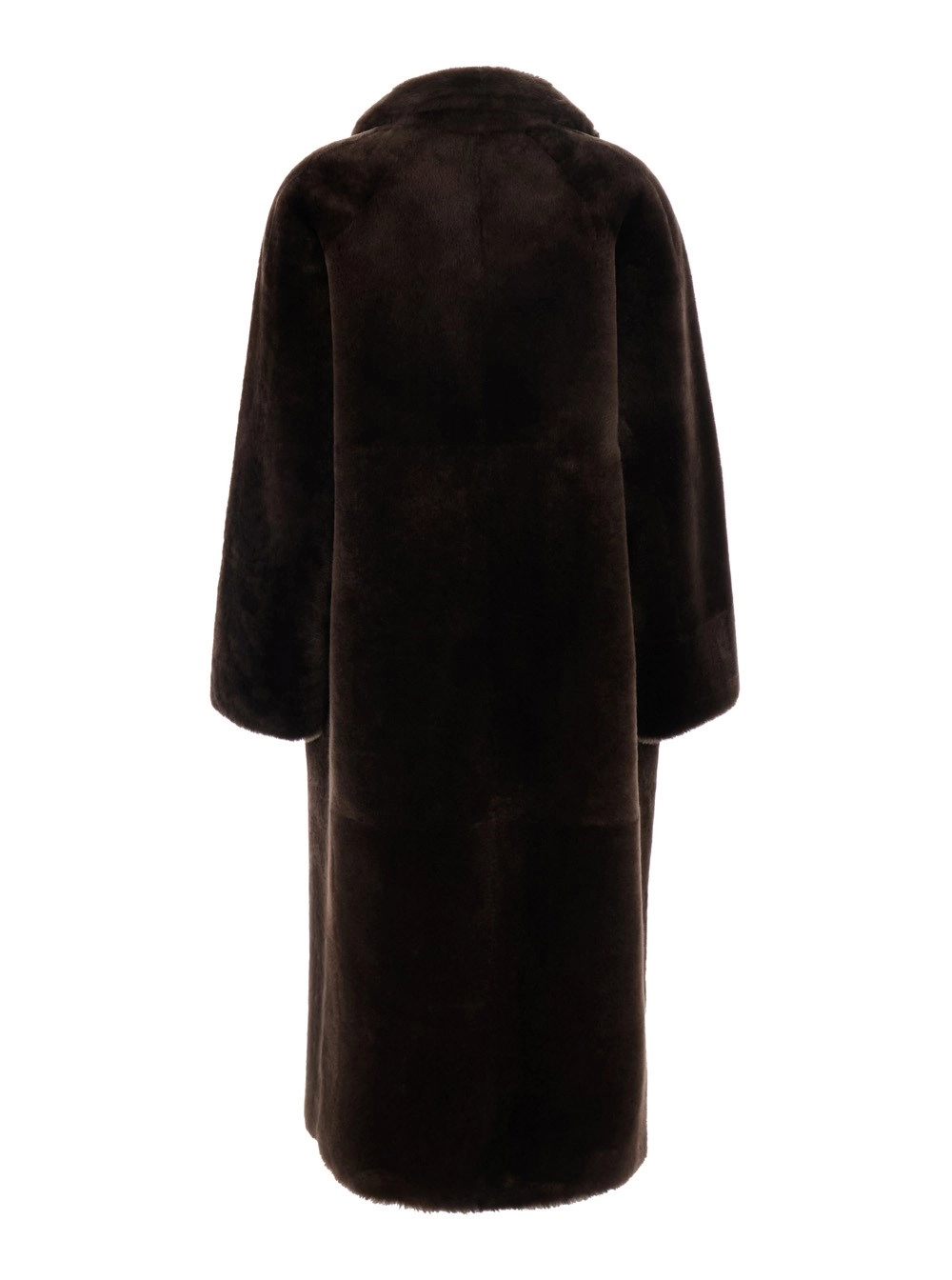 Blancha Cappotto con collo a revers in pelliccia marrone donna, view 2
