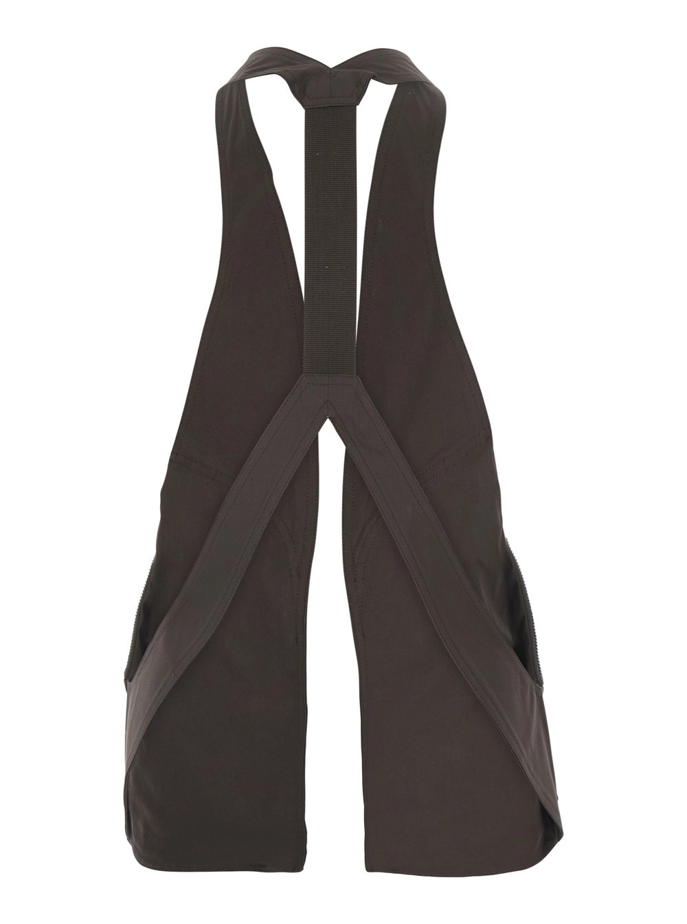 Rick Owens Gilet 'Bauhaus' Smanicato con Due Tasche con Zip sul Fronte in Cotone Stretch Marrone Uomo, view 2
