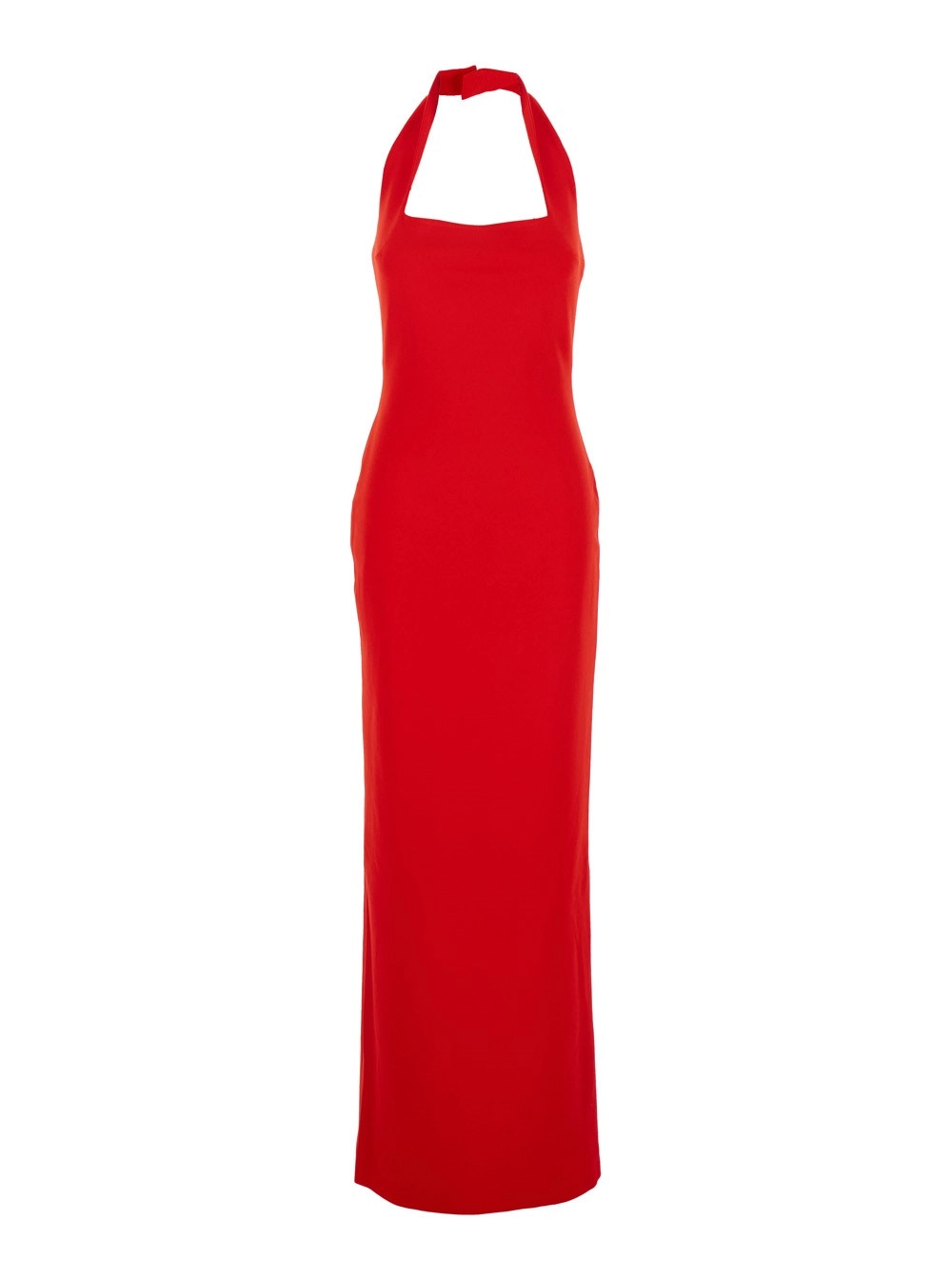 Solace london Abito Lungo 'Ilona' con Scollo Quadrato sul Fronte in Twill Rosso Donna