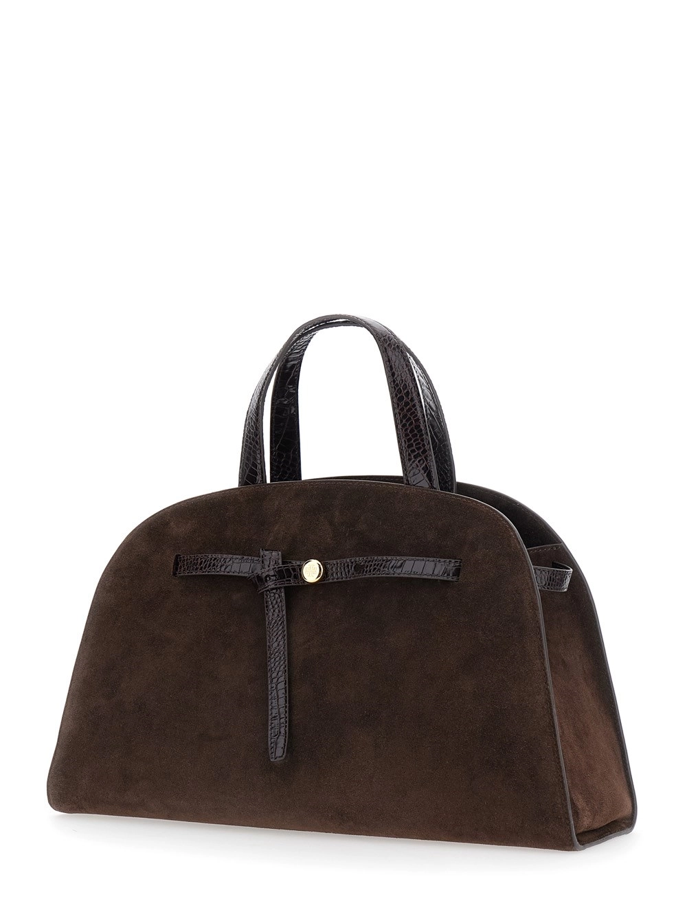 Tory Burch Borsa a Mano 'Romy' con Tracolla Regolabile e Removibile e Placca Logo sul Fronte in Pelle Scamosciata Marrone Donna, view 2