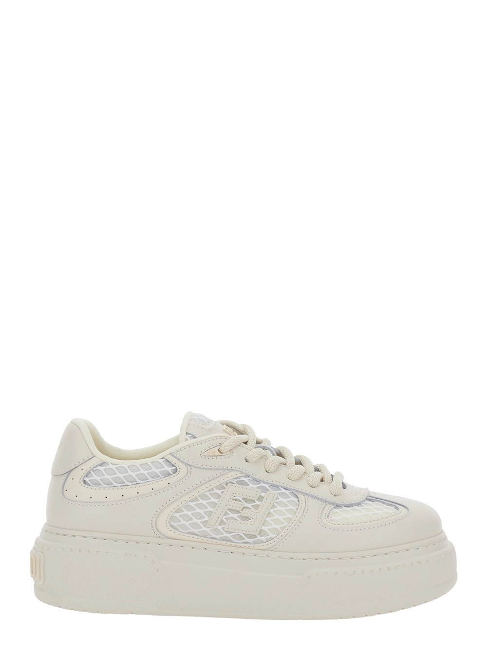 Fendi Sneaker 'Match' con Inserti in Mesh e Logo Impresso sul Retro in Pelle Bianche Donna