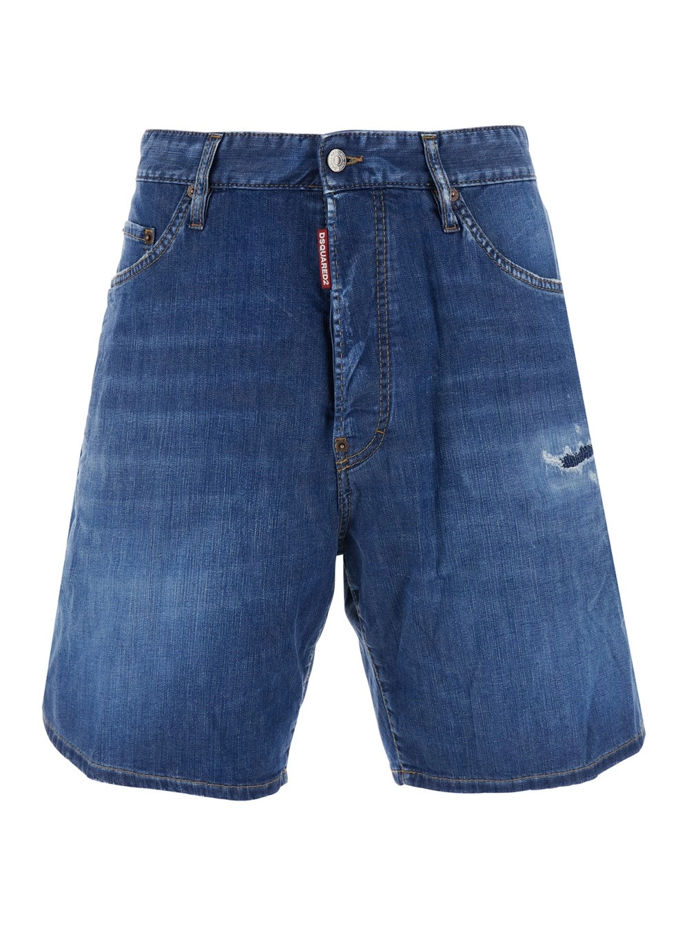 Dsquared2 Shorts con Patch Logo sul Retro e Dettaglio sul Fronte in Denim Blu Uomo