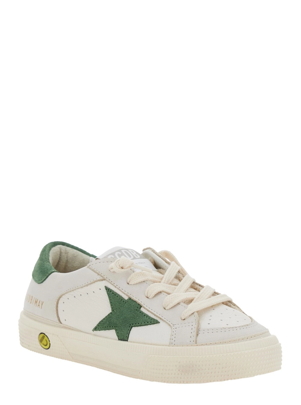 Golden goose kids Sneaker 'May' Low Top con Patch Stella sul Lato e Tallone a Contrasto con Logo Lettering in Pelle Bianca Bambino, view 2