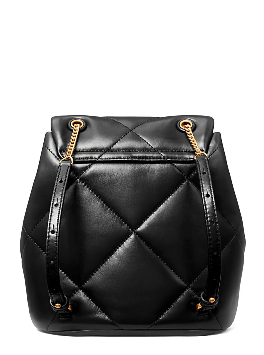 Tory Burch Zaino 'Kira' con Placca Logo Metallica sul Fronte in Pelle Trapuntata Nero Donna, view 3