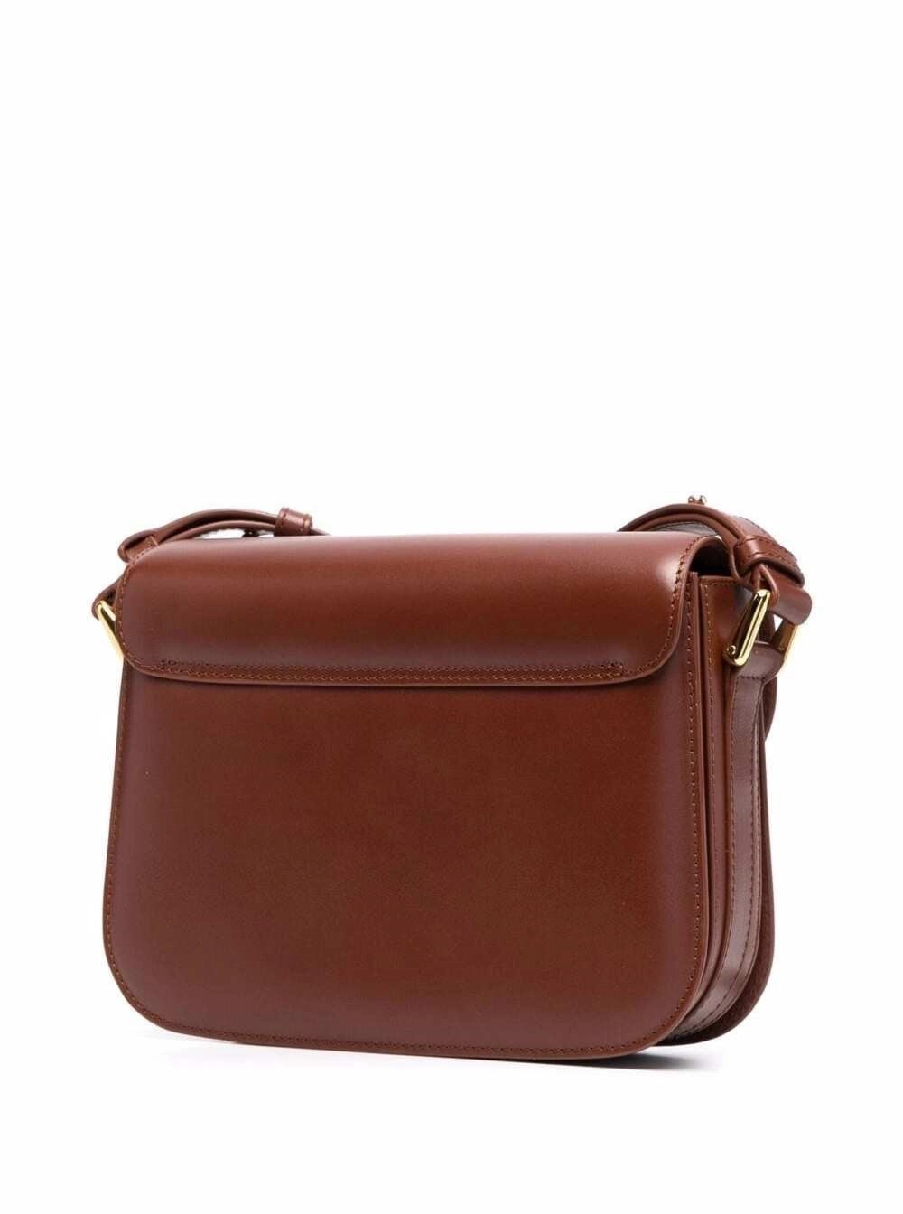 A.P.C. Borsa a Tracolla 'Grace' Piccola con Tracolla Regolabile e Logo Lettering Impresso sul Fronte in Pelle Marrone Donna, view 2