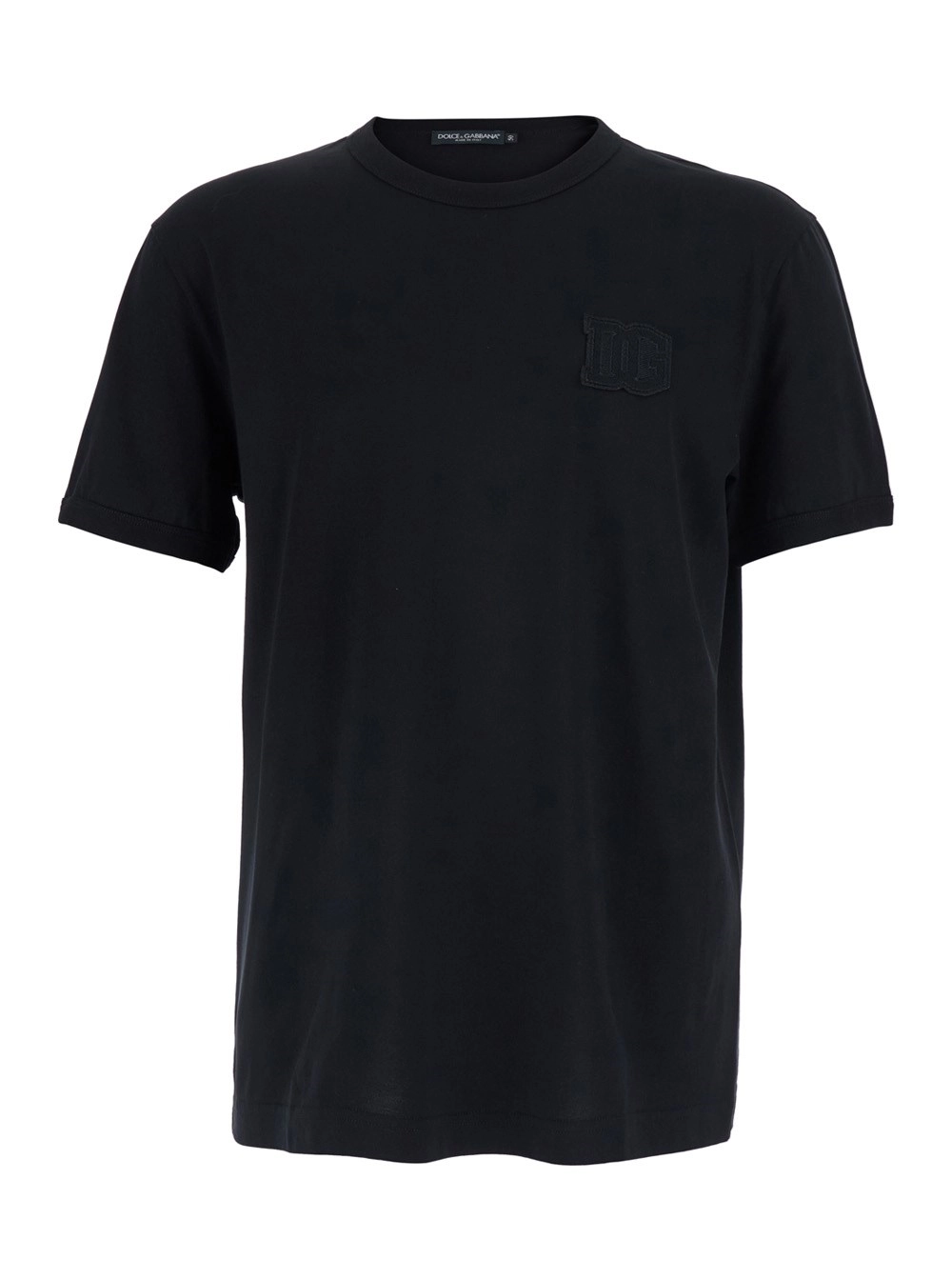 Dolce & Gabbana T-Shirt Girocollo con Logo in Cotone Nera Uomo