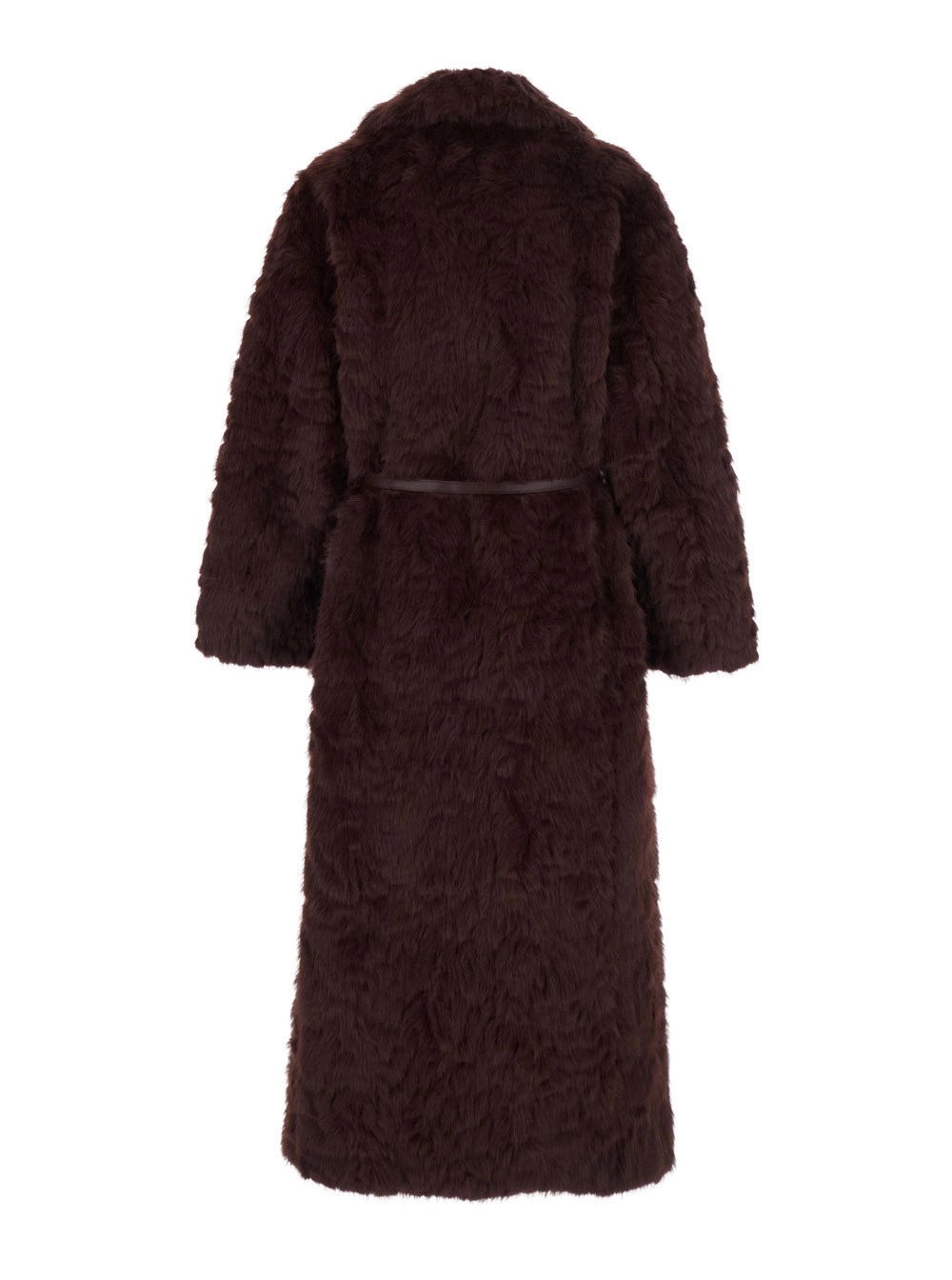 Urbancode Cappotto pelliccia con design reversibile e cintura in vita in eco-pelliccia bordeaux donna, view 2