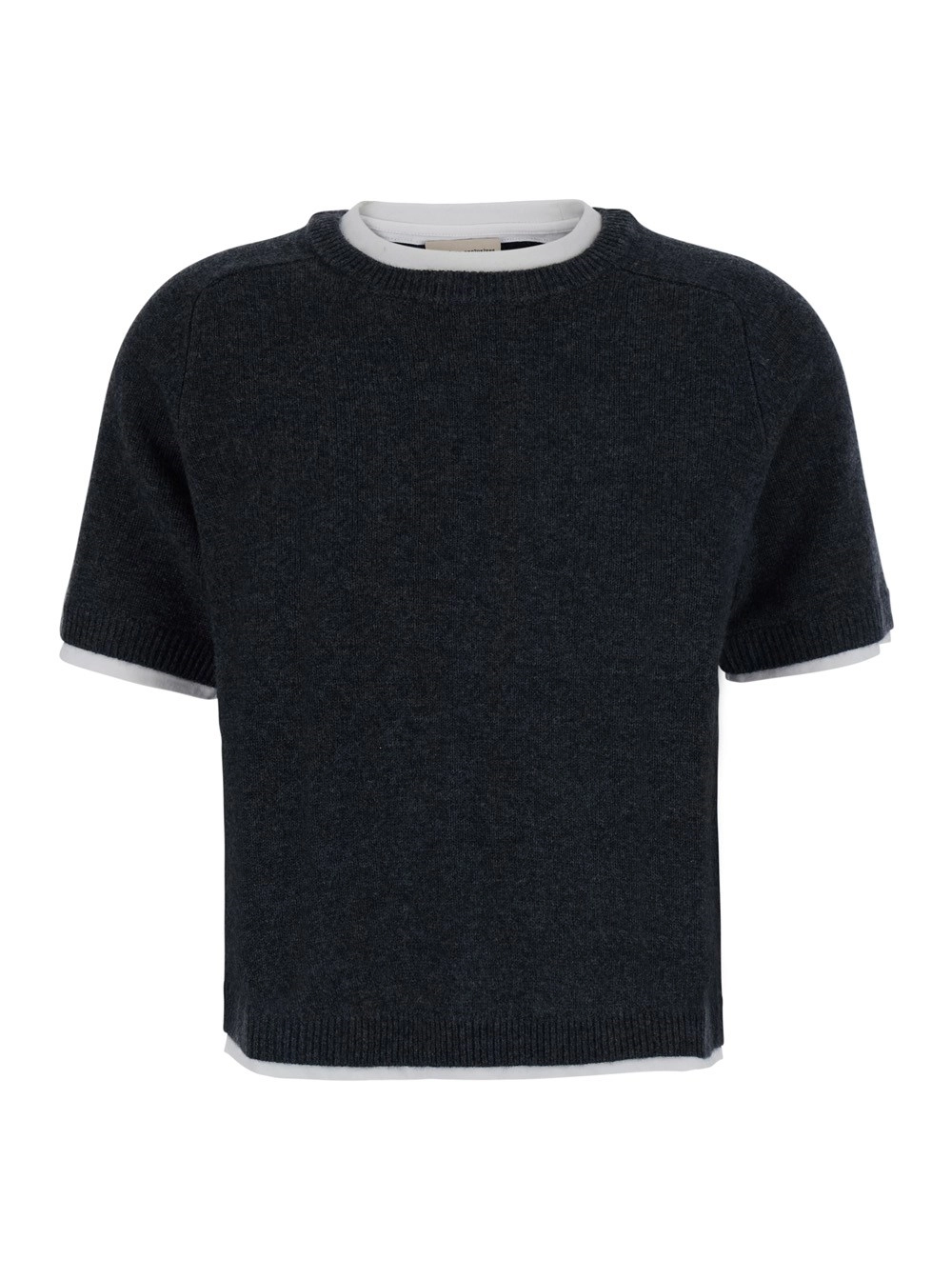Semicouture Maglione 'Aida' con scollo rotondo a contrasto in lana e cashmere grigio donna