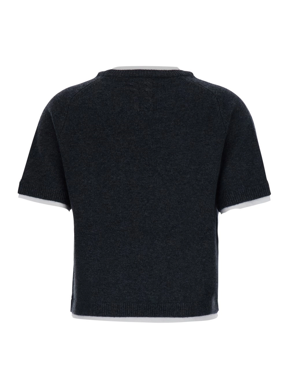 Semicouture Maglione 'Aida' con scollo rotondo a contrasto in lana e cashmere grigio donna, view 2