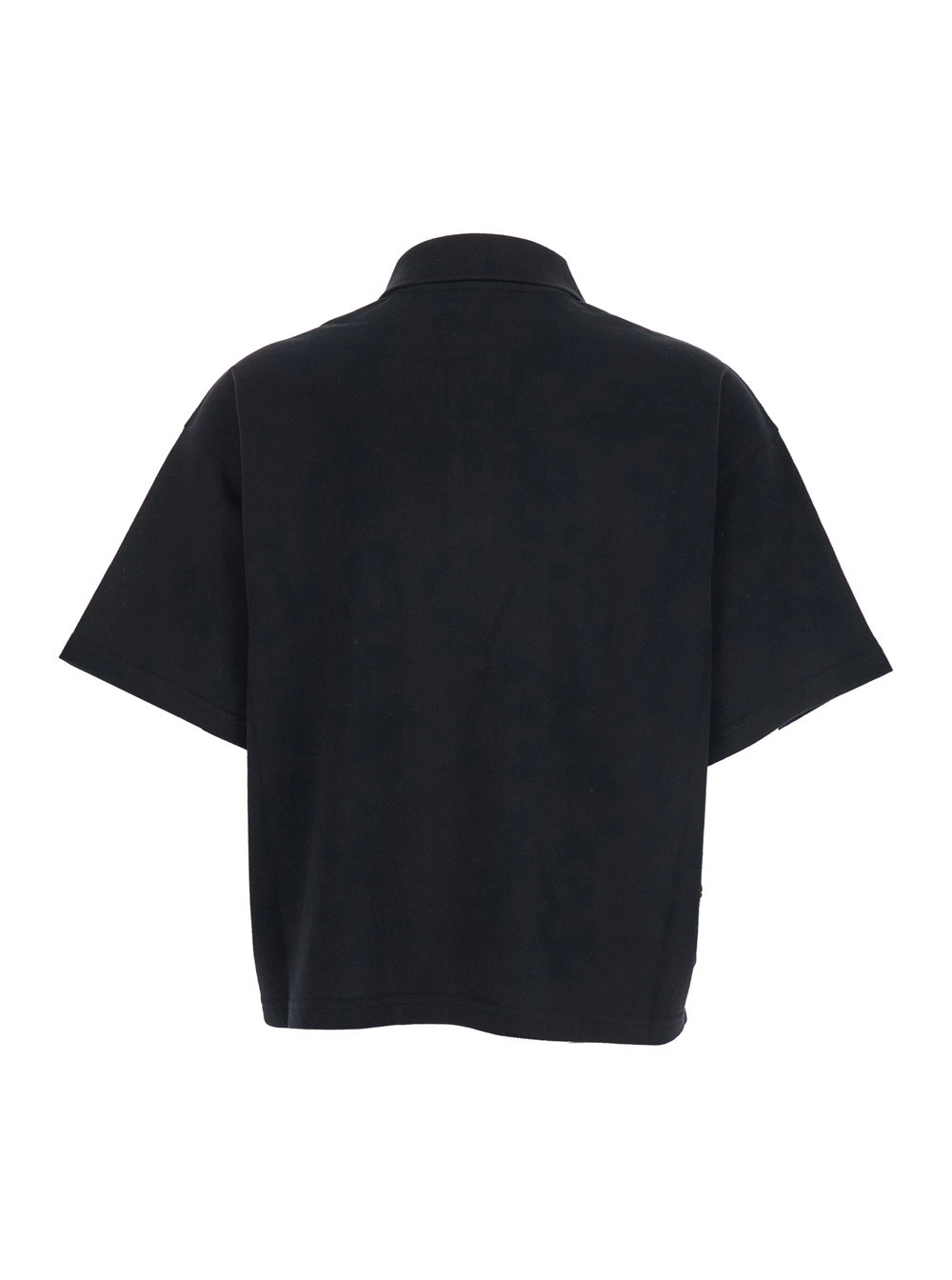 Saint Laurent Polo Oversize con Colletto Classico e Ricamo Logo sul Fronte in Piquet di Cotone Nera Donna, view 2