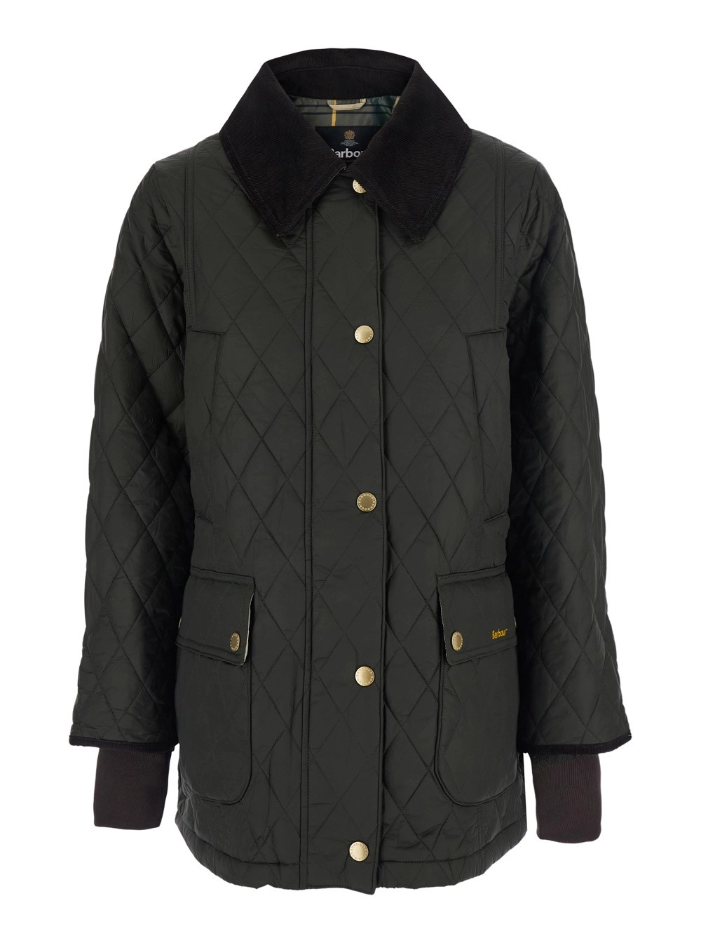 Barbour Giubbotto 'Modern Beadnell' con logo lettering e design trapuntato in tessuto tecnico verde donna
