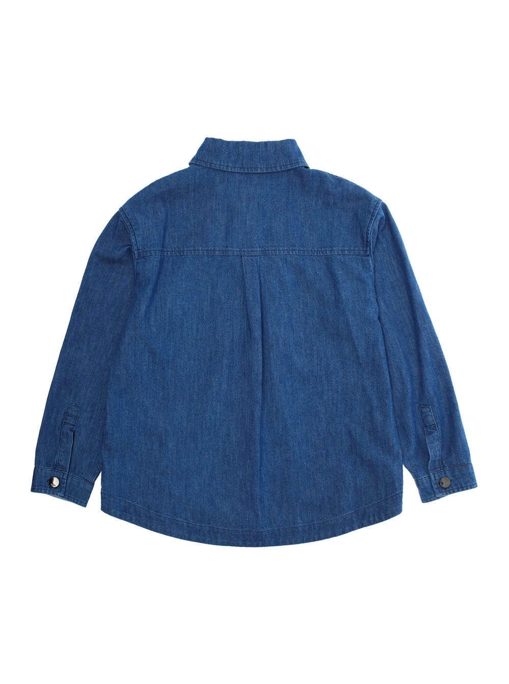 Fendi kids Giacca con Colletto Classico e Ricamo Logo Lettering sul Fronte in Denim Blu Bambino, view 2