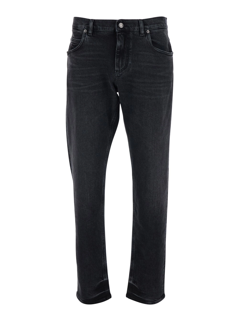 Dolce & Gabbana Jeans con Passanti per Cintura e Patch Logo sul Retro in Denim Nero Uomo