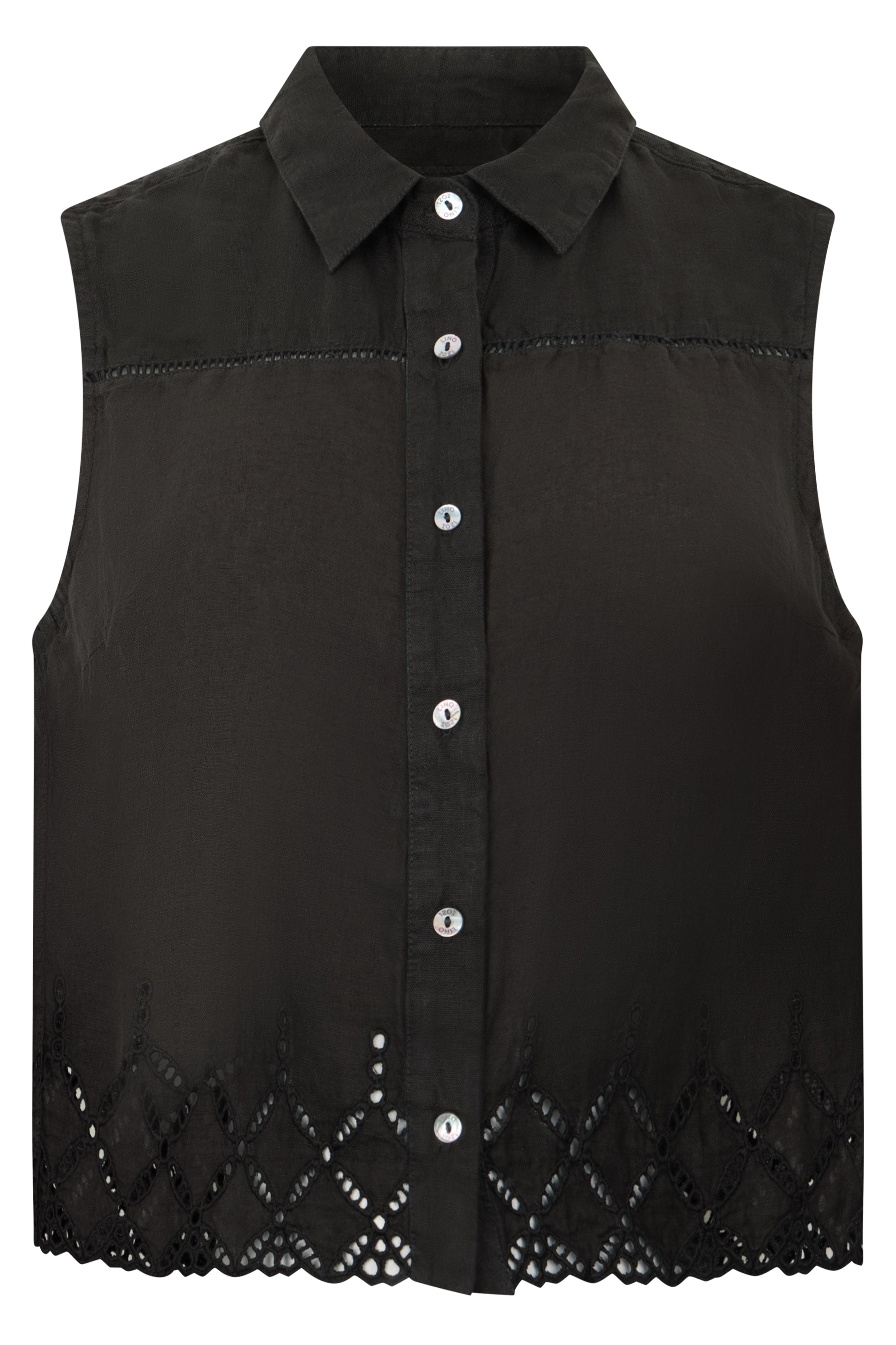 120% Lino Camicia in lino senza maniche