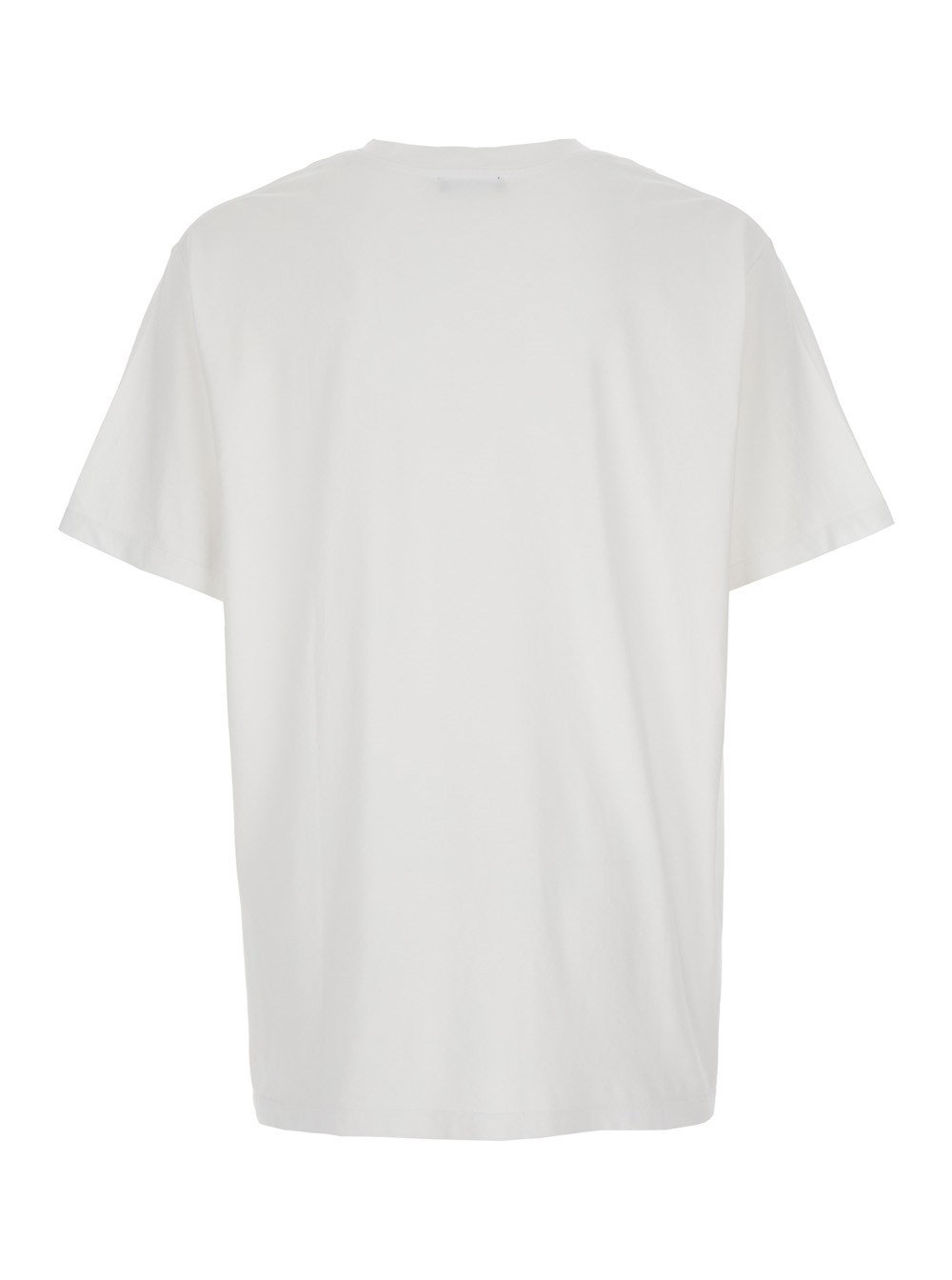 Balmain T-Shirt Girocollo con Logo Lettering sul Fronte in Cotone Bianca Uomo, view 2