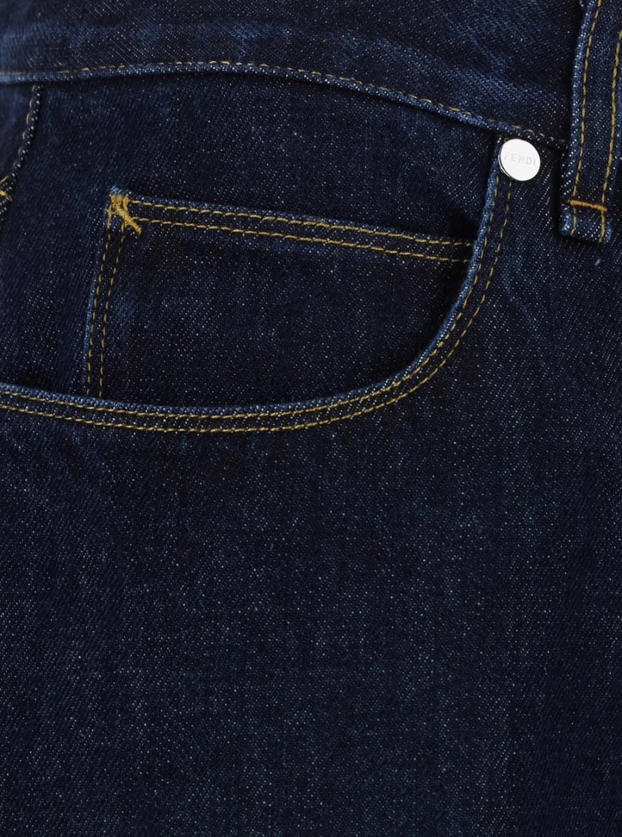 Fendi Jeans con patch logo sul retro in denim blu uomo, view 3