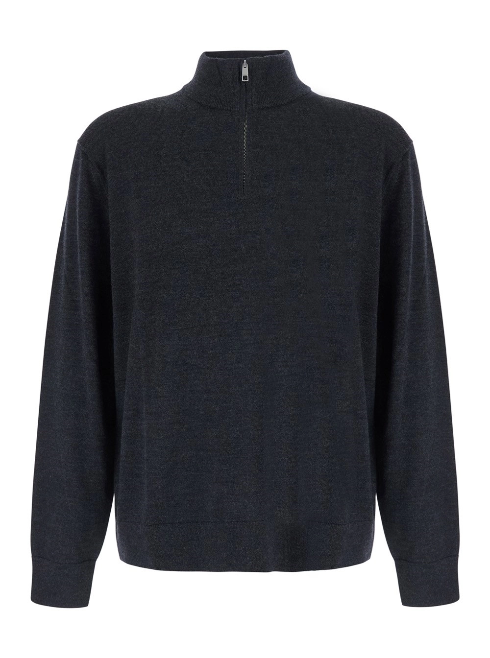 Calvin klein Maglione con chiusura con mezza zip e collo alto in lana grigio uomo