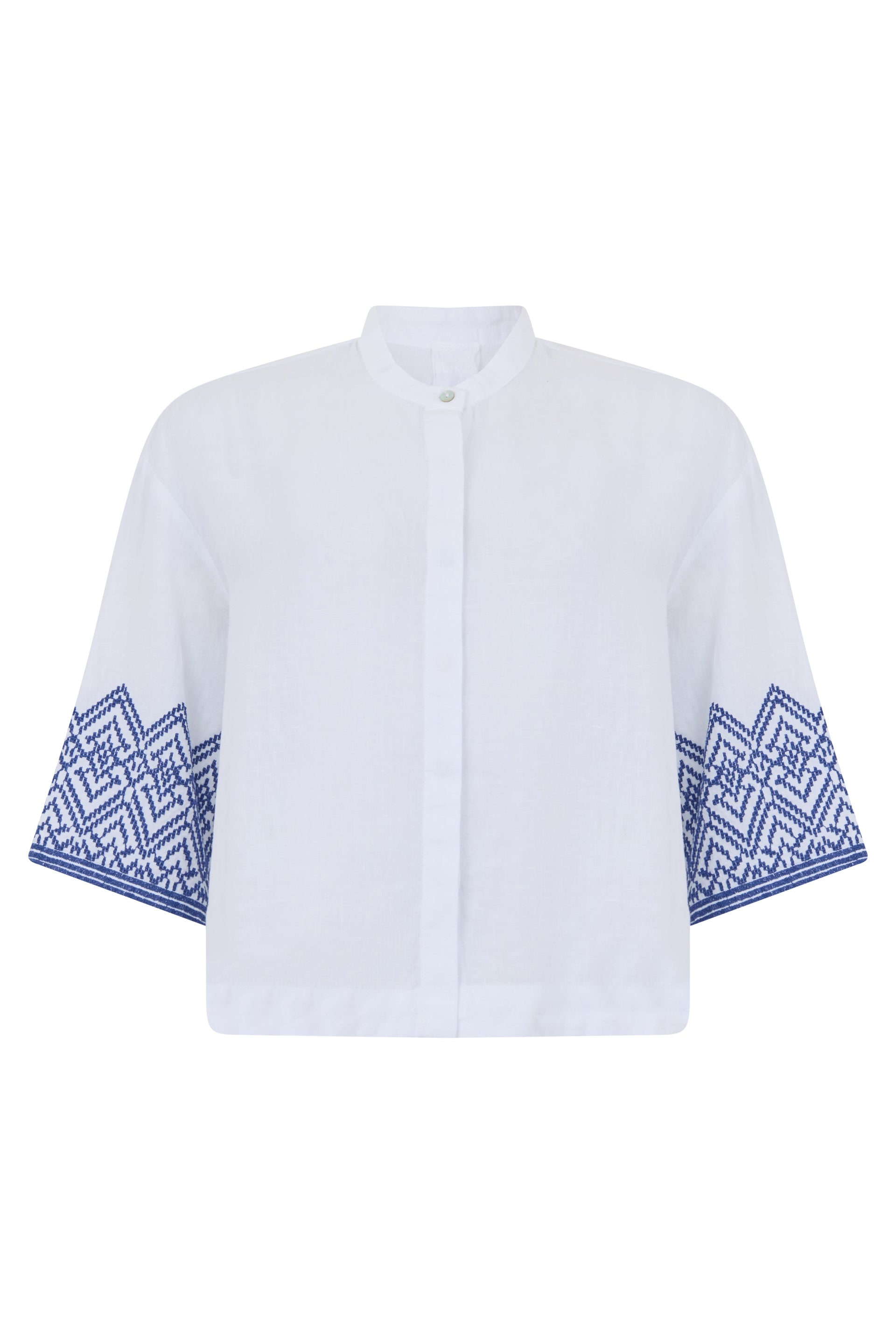120% Lino Camicia in lino con maniche a tre quarti