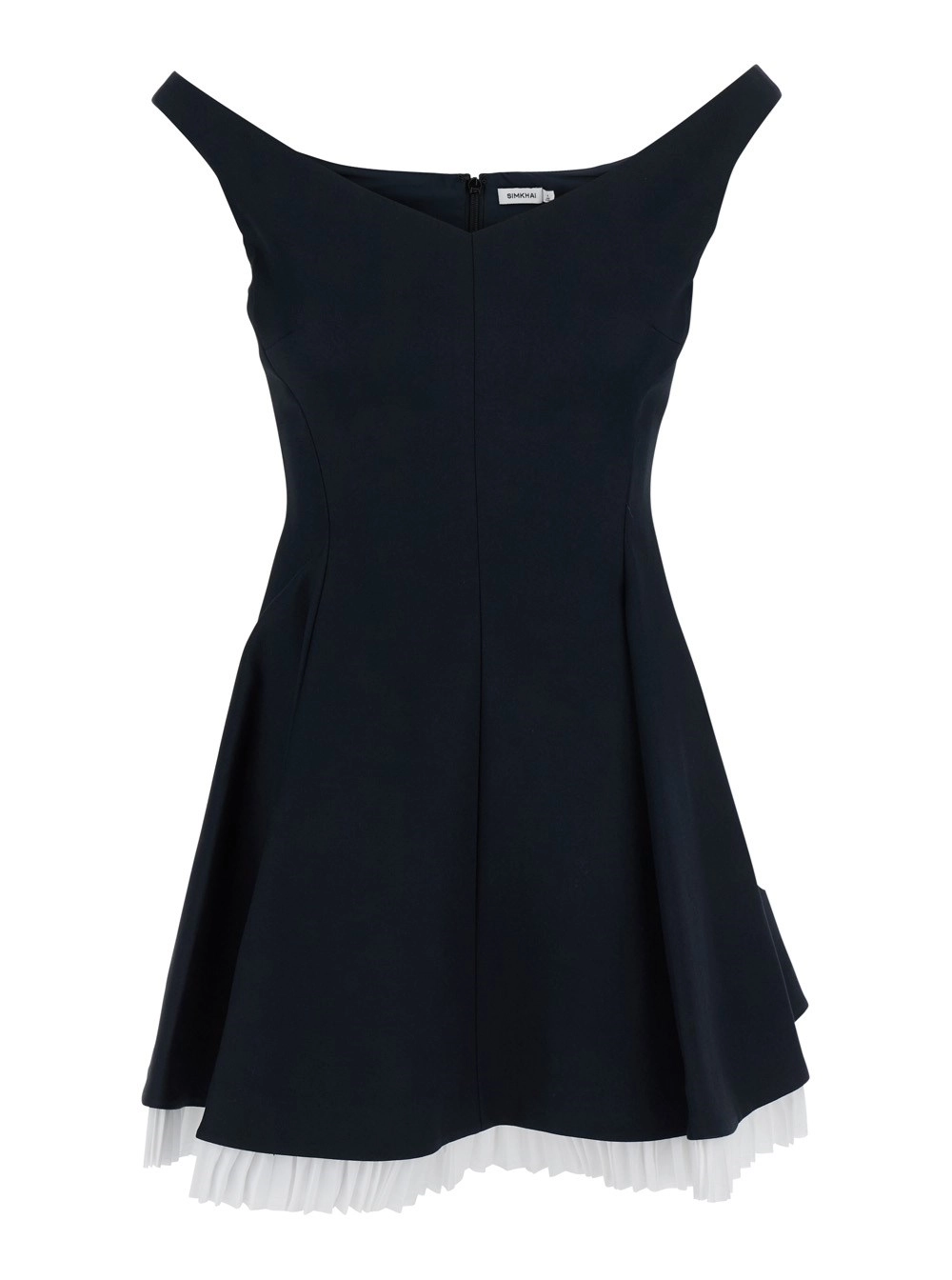 Simkhai Abito Mini 'Dorothie' con Spalle Scoperte e Orlo a Contrasto in Misto Cotone Stretch Nero Donna