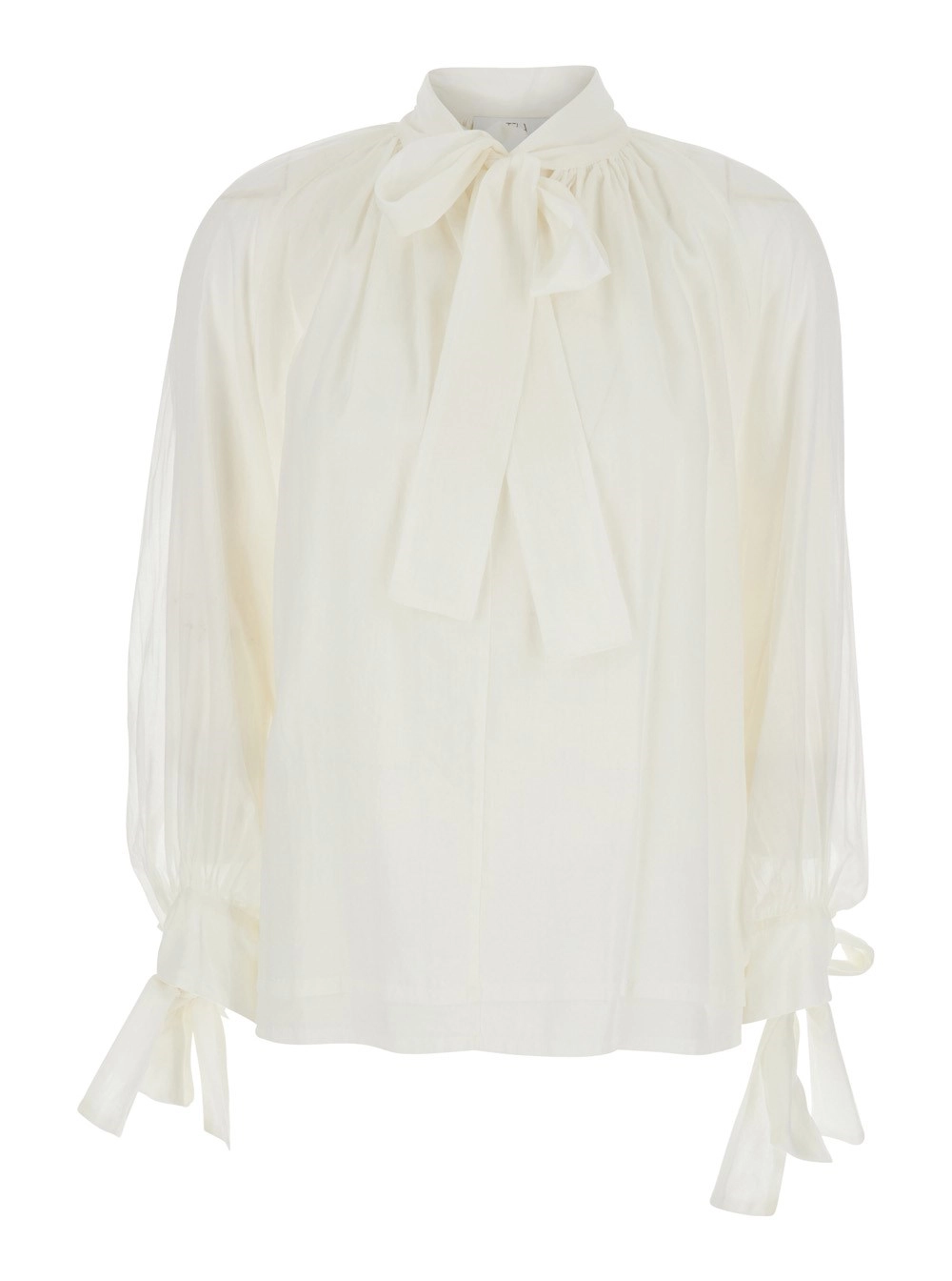 Tela PASCAL Bianco Camicia con Collo Classico in Cotone Donna