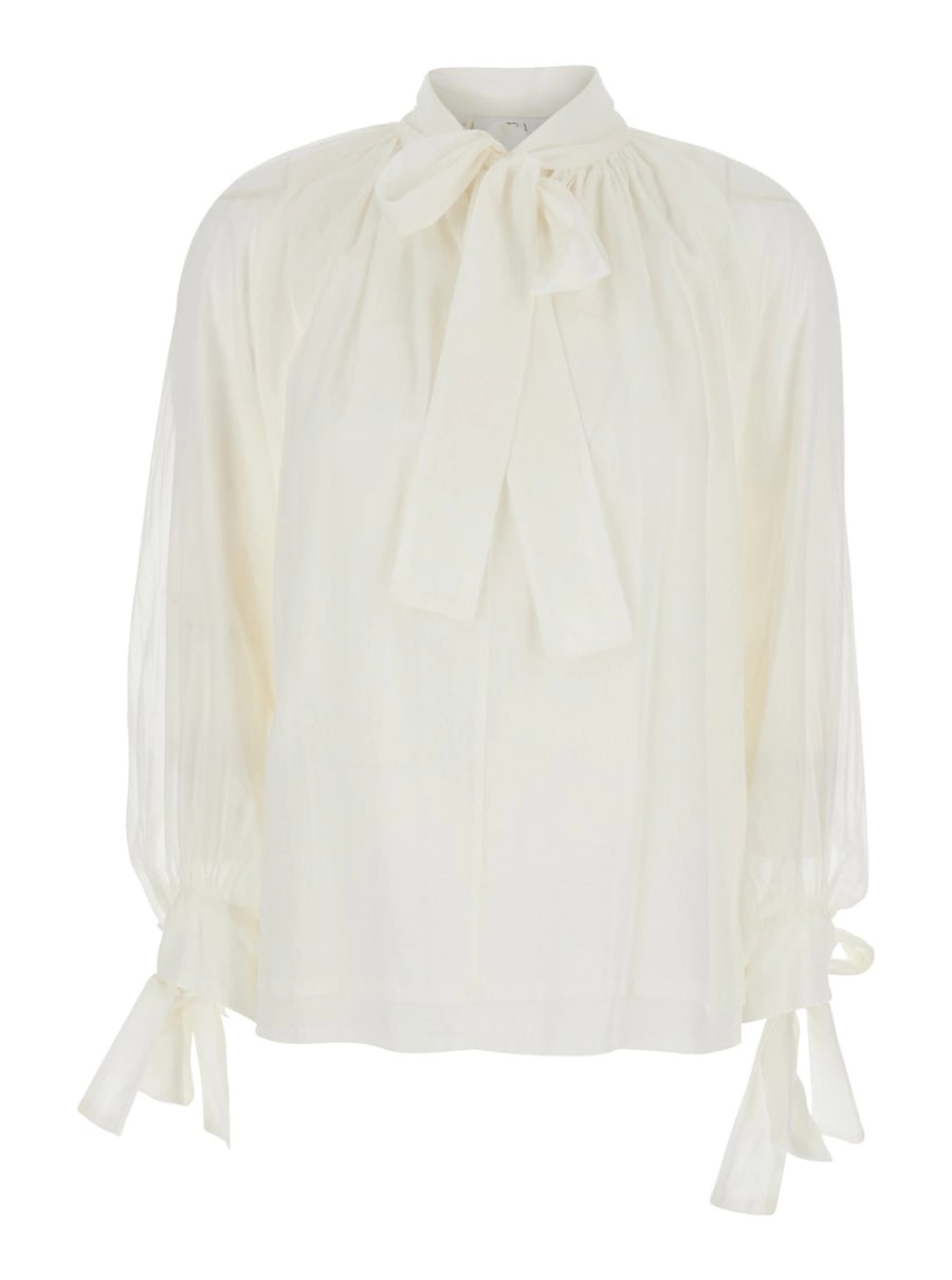 Tela PASCAL Bianco Camicia con Collo Classico in Cotone Donna