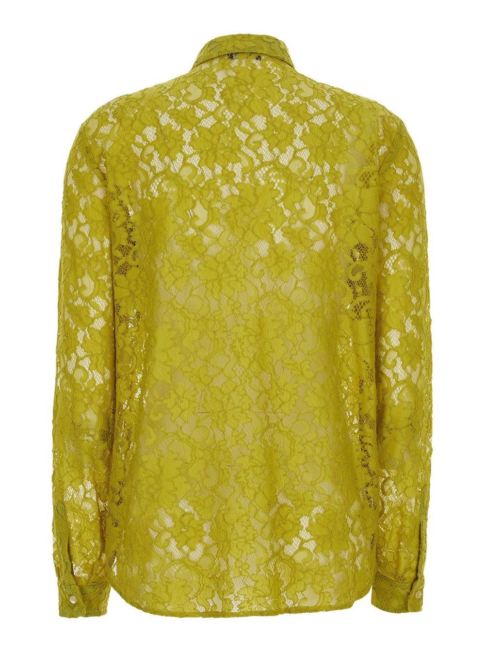 Leplain Camicia con colletto classico e ricamo in pizzo all-over in tessuto gialla donna, view 2