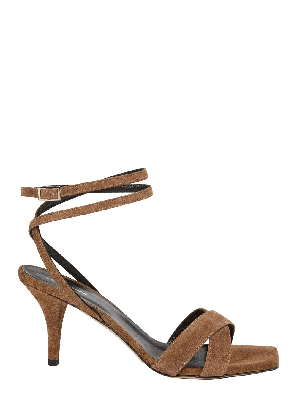 Semicouture Sandali con Tacco 'Y6SZ40T57' con Punta Squadrata in Suede Marroni Donna