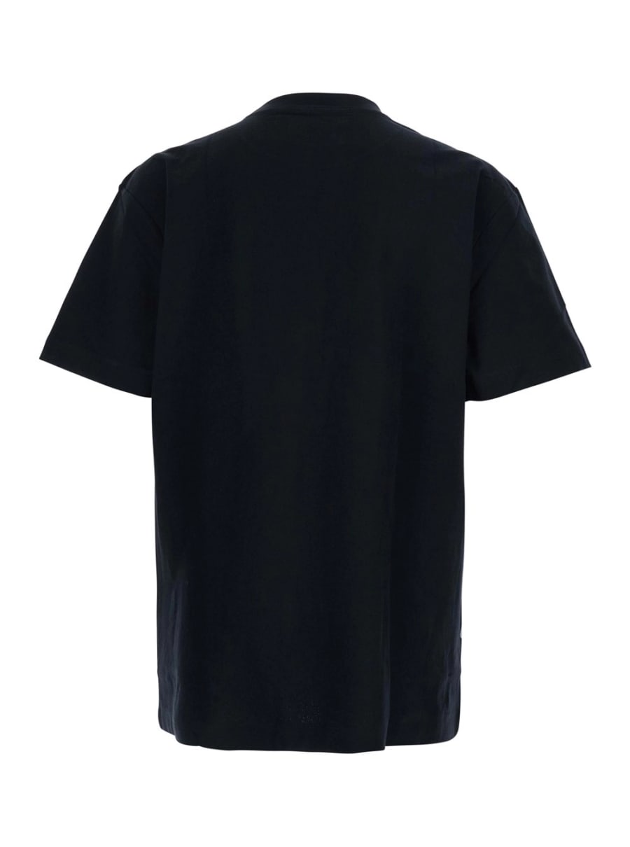 Purple brand T-Shirt Girocollo con Logo Lettering sul Fronte in Cotone Nera Uomo, view 2