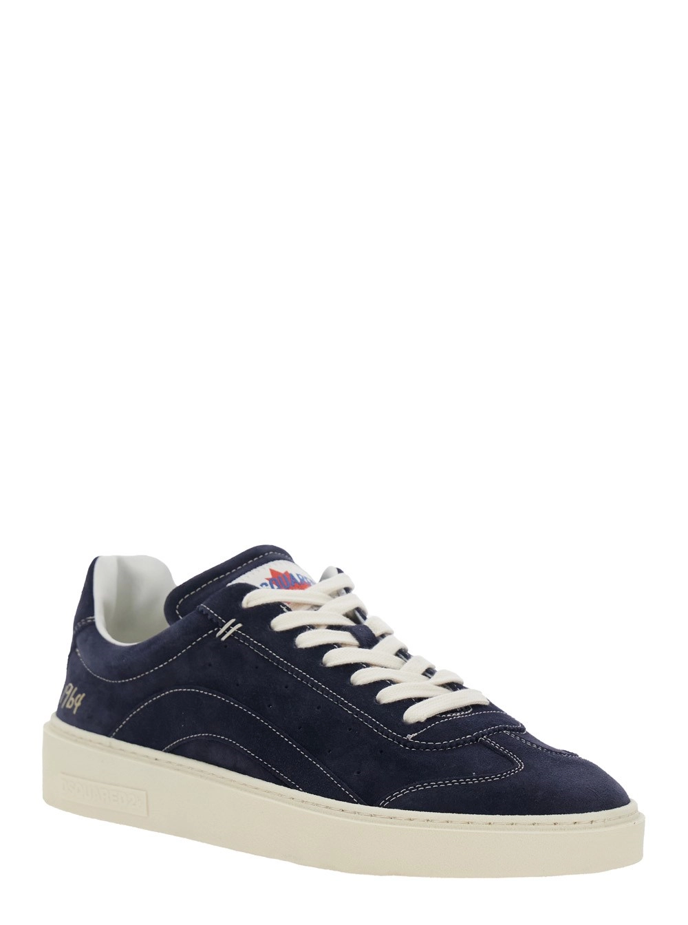 Dsquared2 Sneaker Low Top con Patch Logo sulla Linguetta e Logo Lettering sul Tallone in Pelle Scamosciata Blu Uomo, view 2