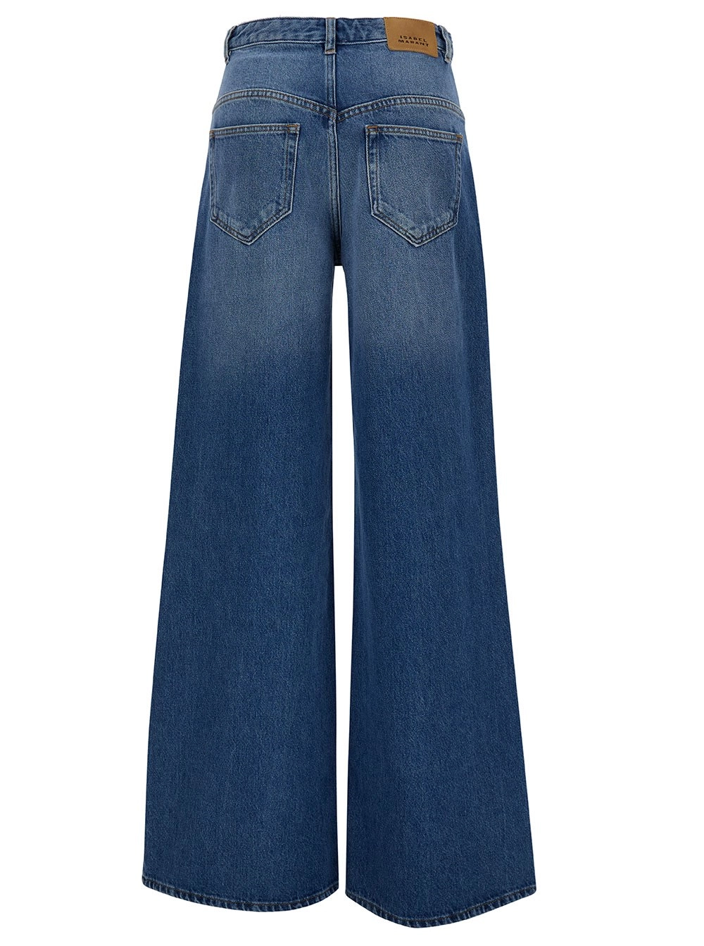 Isabel Marant Jeans Svasati 'Lemony' con Patch Logo in Denim di Cotone Azzurro Donna, view 2