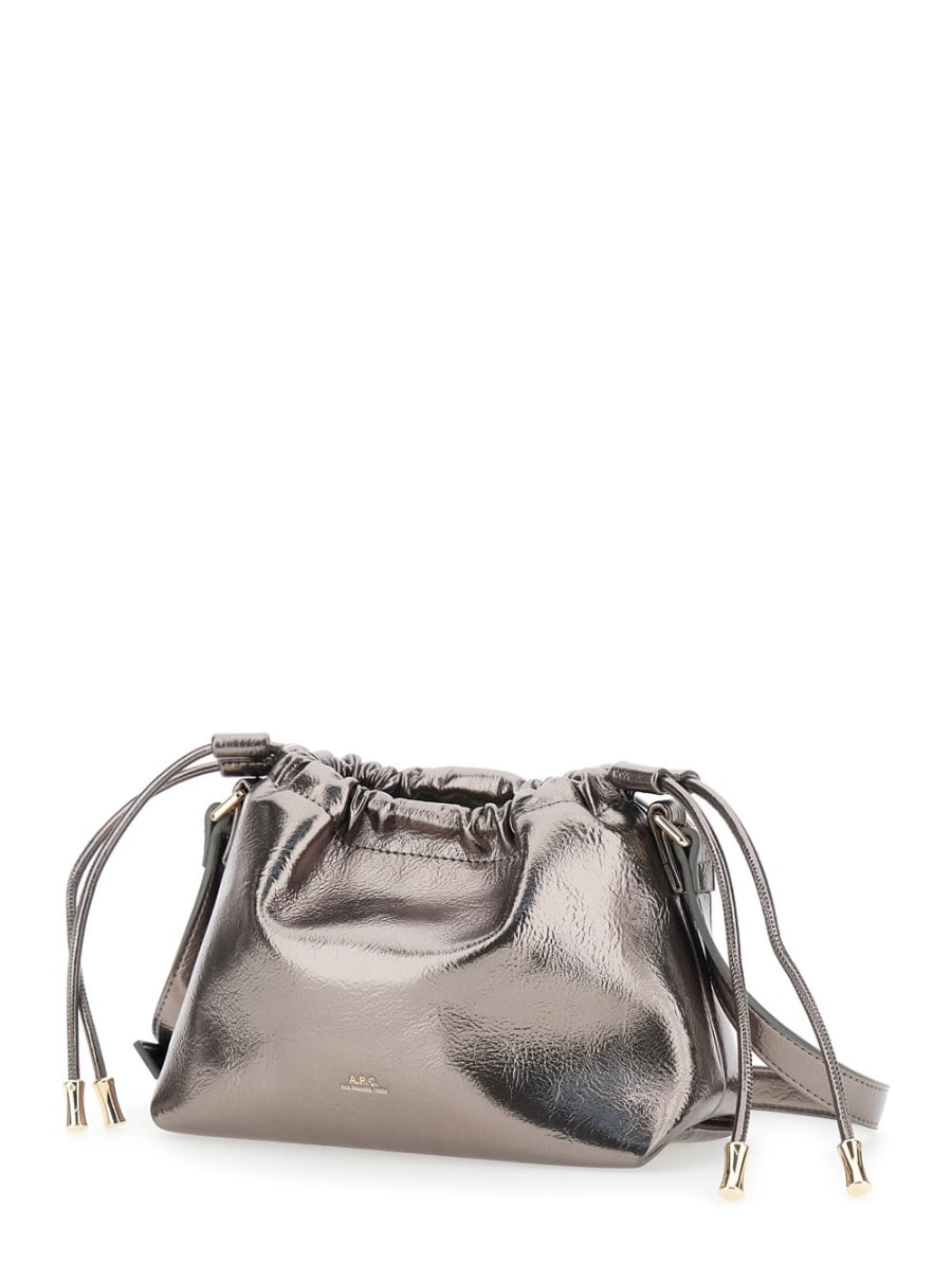 A.P.C. Borsa a Spalla con Logo Lettering sul Fronte e Chiusura a Coulisse in Ecopelle Color Metallico Donna, view 2