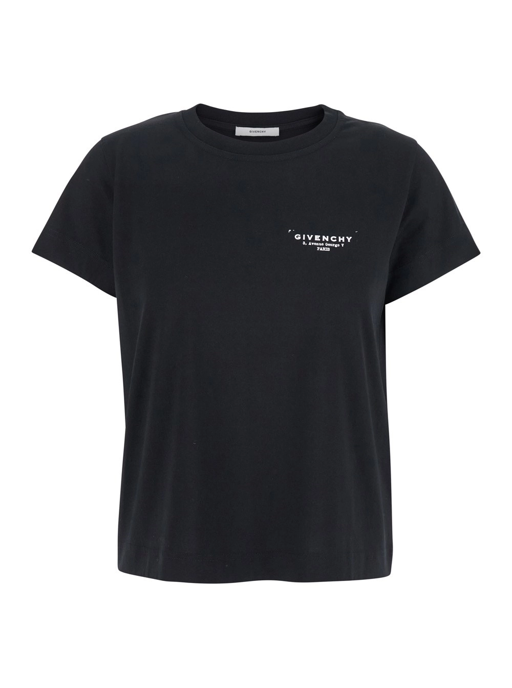 Givenchy T-Shirt Girocollo con Logo Lettering su Fronte e Retro in Cotone Nera Donna