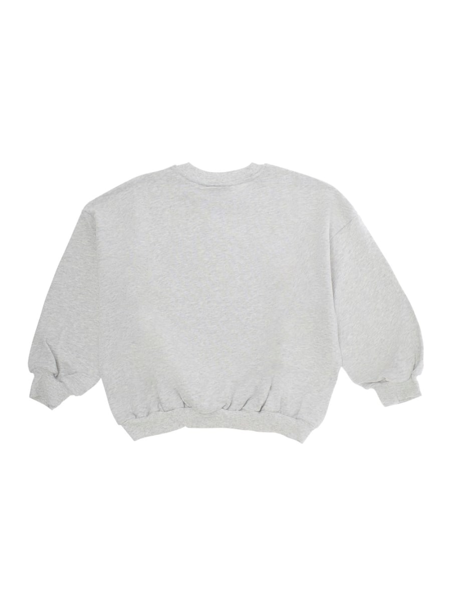 Mini rodini kids Felpa con Scollo Rotondo e Patch Orsetto sul Fronte in Cotone Grigia Baby, view 2