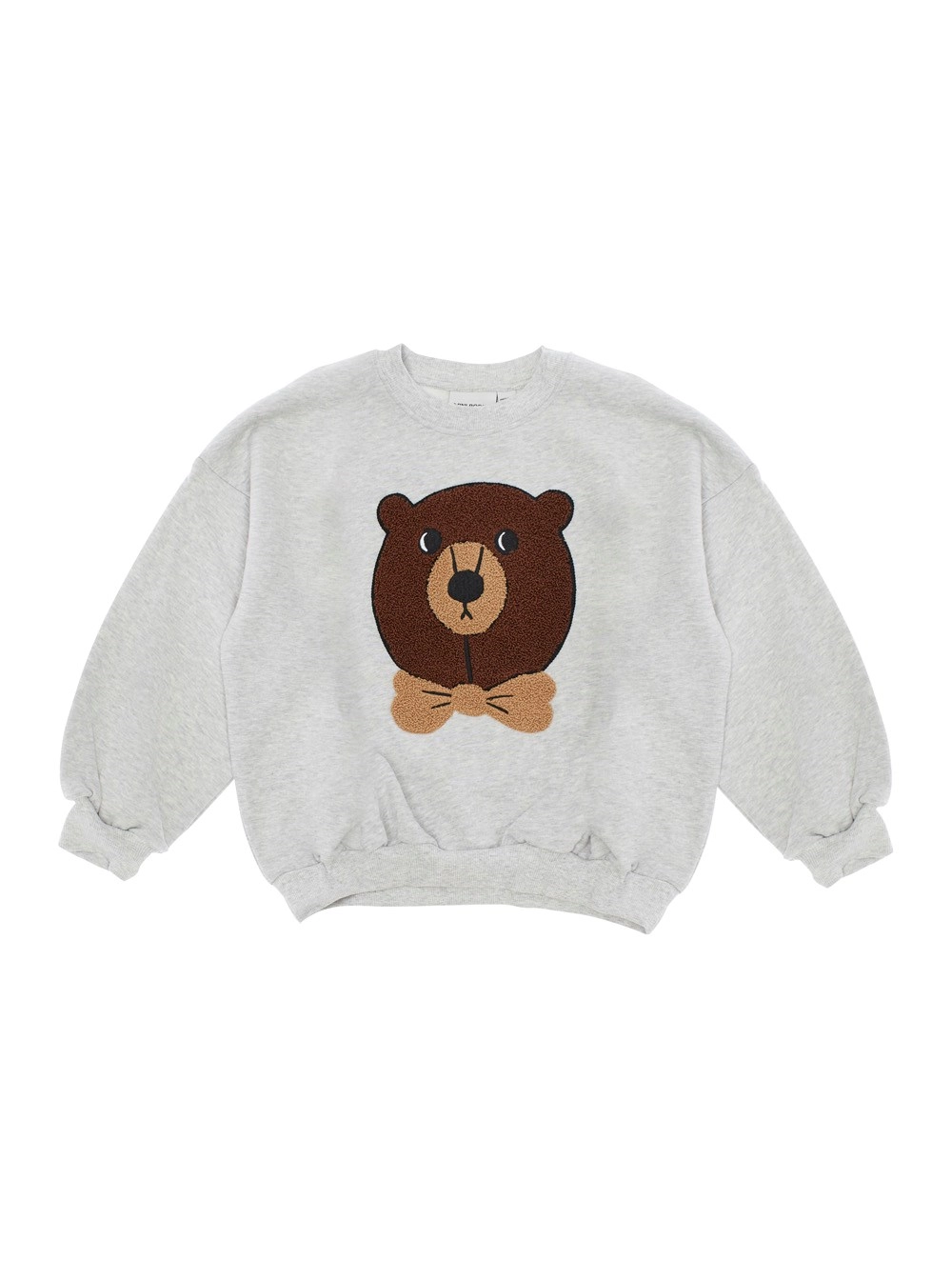 Mini rodini kids Felpa con Scollo Rotondo e Patch Orsetto sul Fronte in Cotone Grigia Baby
