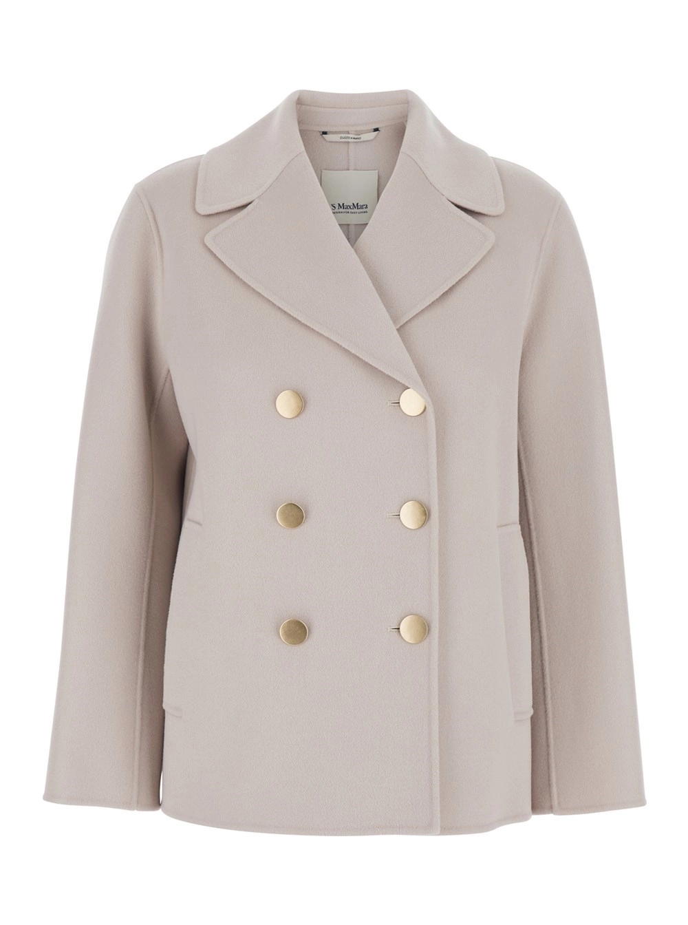'S Max Mara Giacca 'Margot' Doppiopetto con Revers Classici Ampi in Lana Vergine Beige Donna