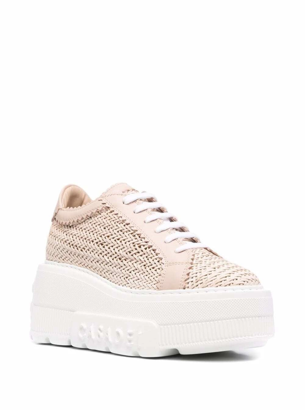 Casadei Sneakers 'Nexus Platform' con Design Intrecciato in Tessuto e Pelle Rosa Donna, view 2