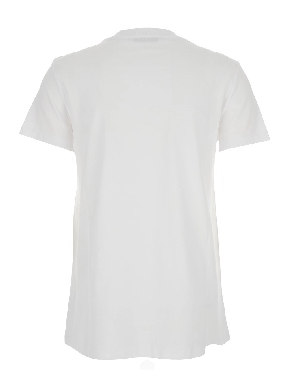 Max Mara T-Shirt Girocollo con Logo Tono su Tono sul Fronte in Cotone Bianca Donna, view 2
