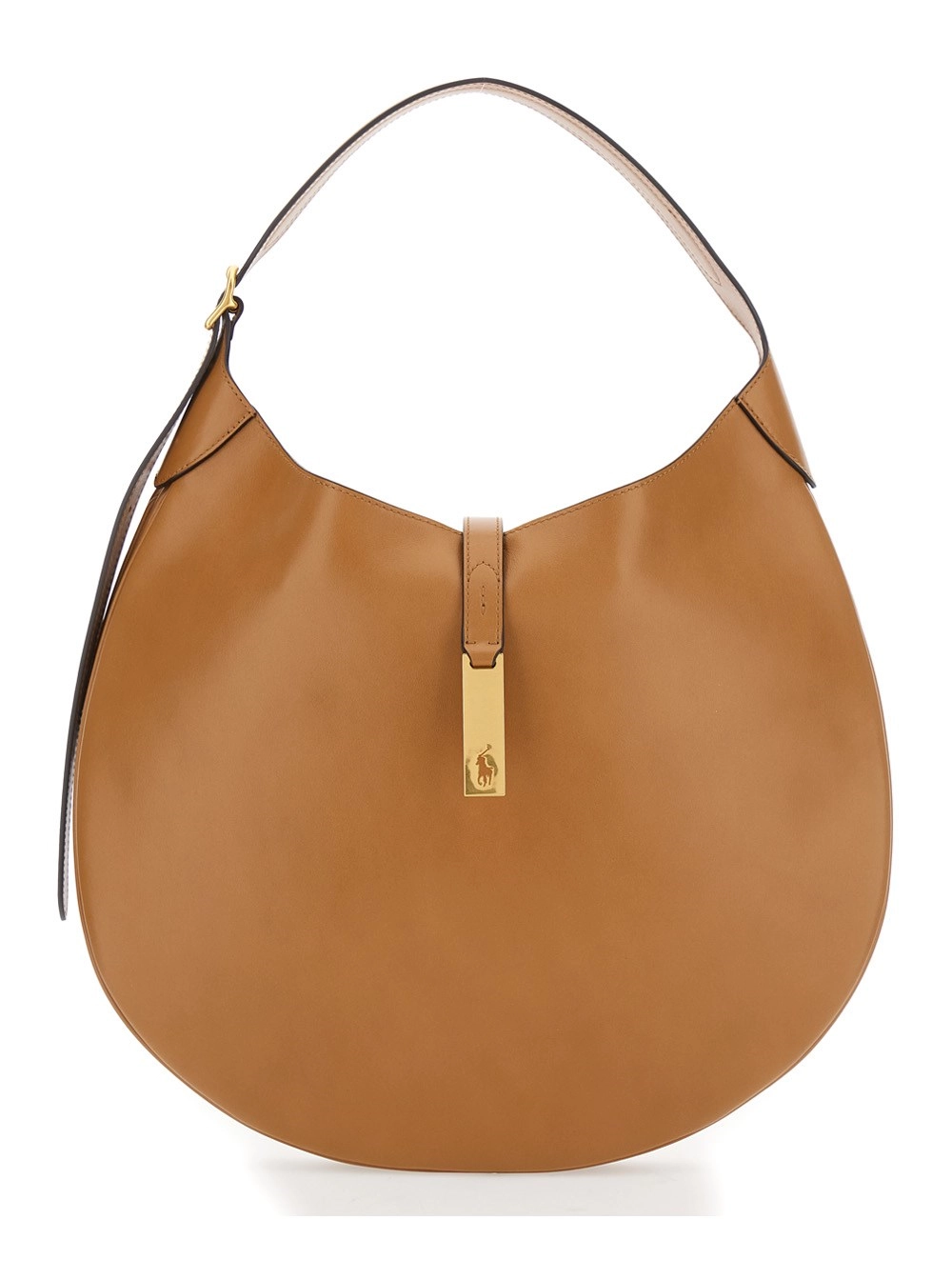 Polo Ralph Lauren Borsa a Spalla con Dettaglio Logo in Pelle Liscia Marrone Donna