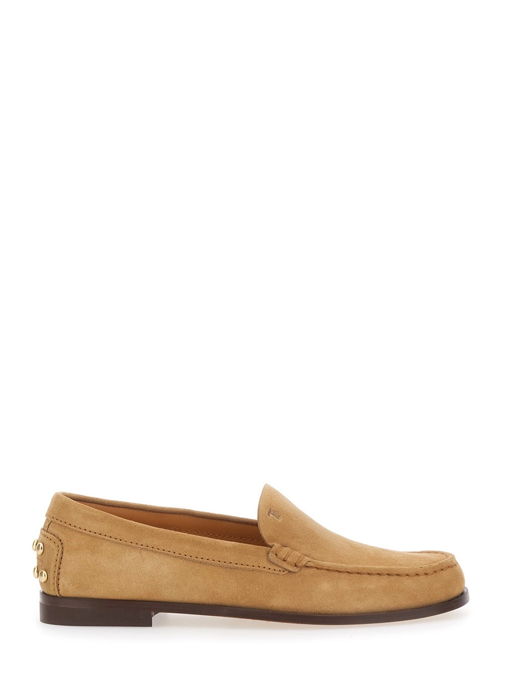 Tod's Mocassini con Logo Goffrato e Dettagli con Borchie sul Retro in Pelle Beige Donna