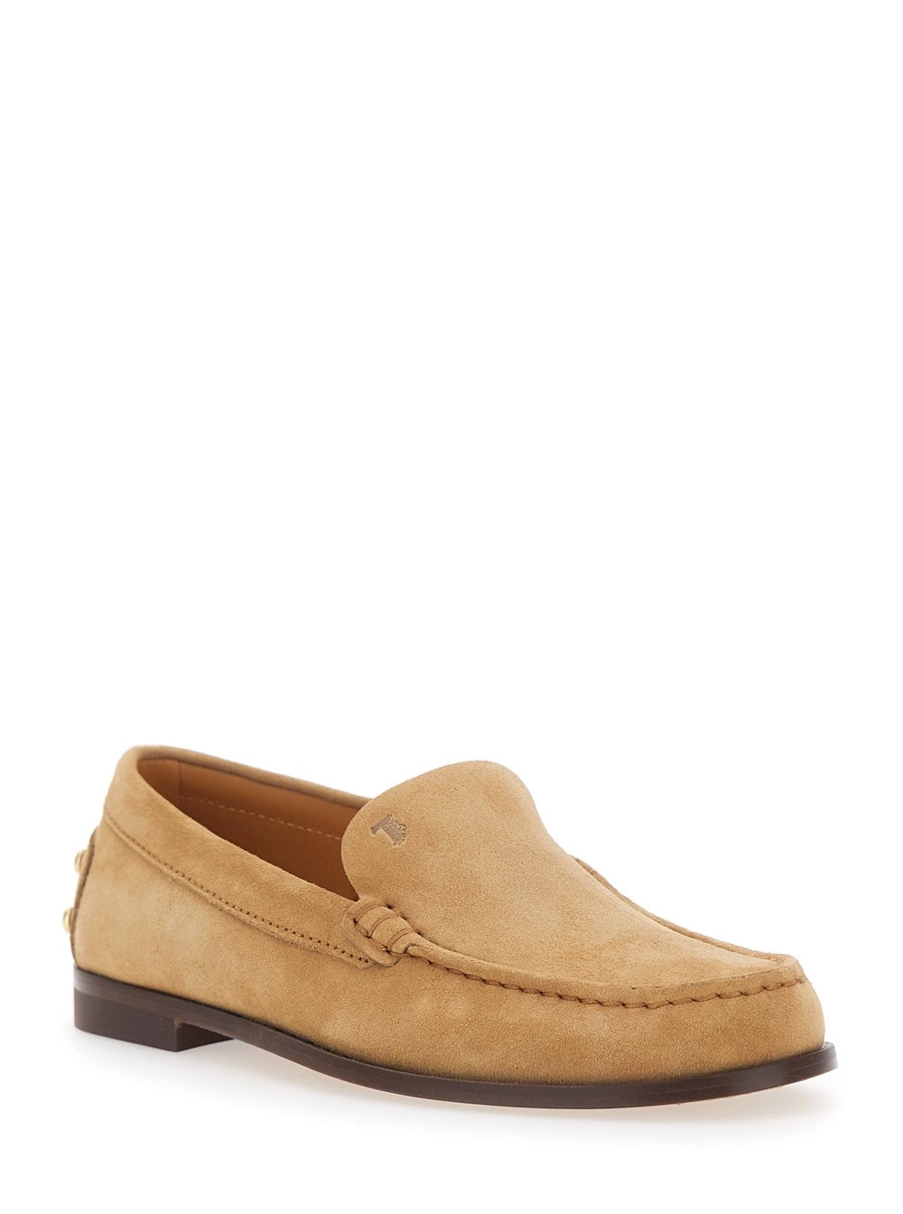 Tod's Mocassini con Logo Goffrato e Dettagli con Borchie sul Retro in Pelle Beige Donna, view 2