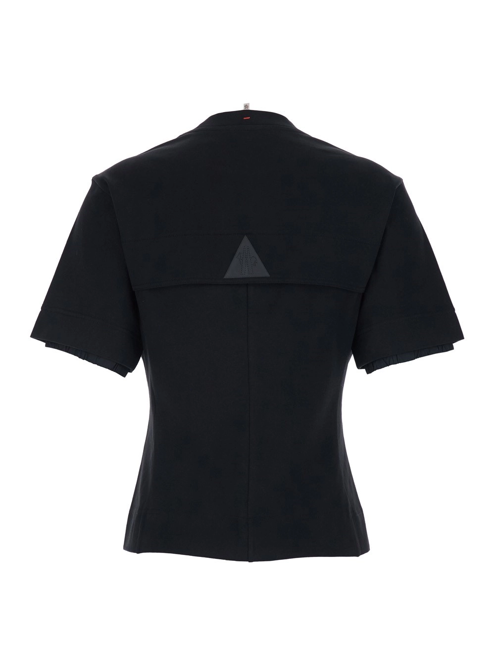 Moncler grenoble T-Shirt Girocollo con Logo su Fronte e Retro in Tessuto Tecnico Nera Donna, view 2