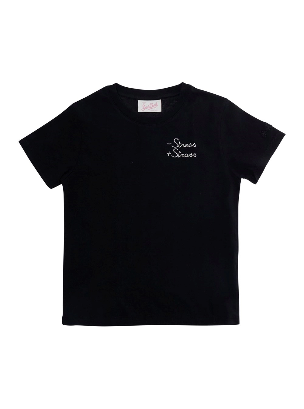 Mc2 saint barth kids T-Shirt 'Elly' con Strass sul Fronte in Cotone Grigia Bambina